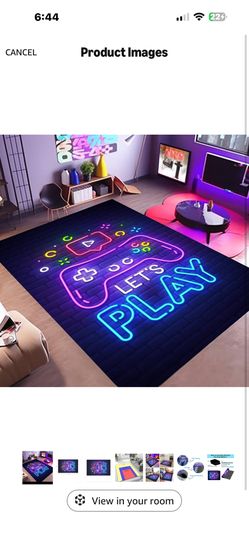 Gamer Rug for Game Room 5'x7' Non-Slip 3D Cool Printed Gaming Rugs for Bedroom and Living Room Decor