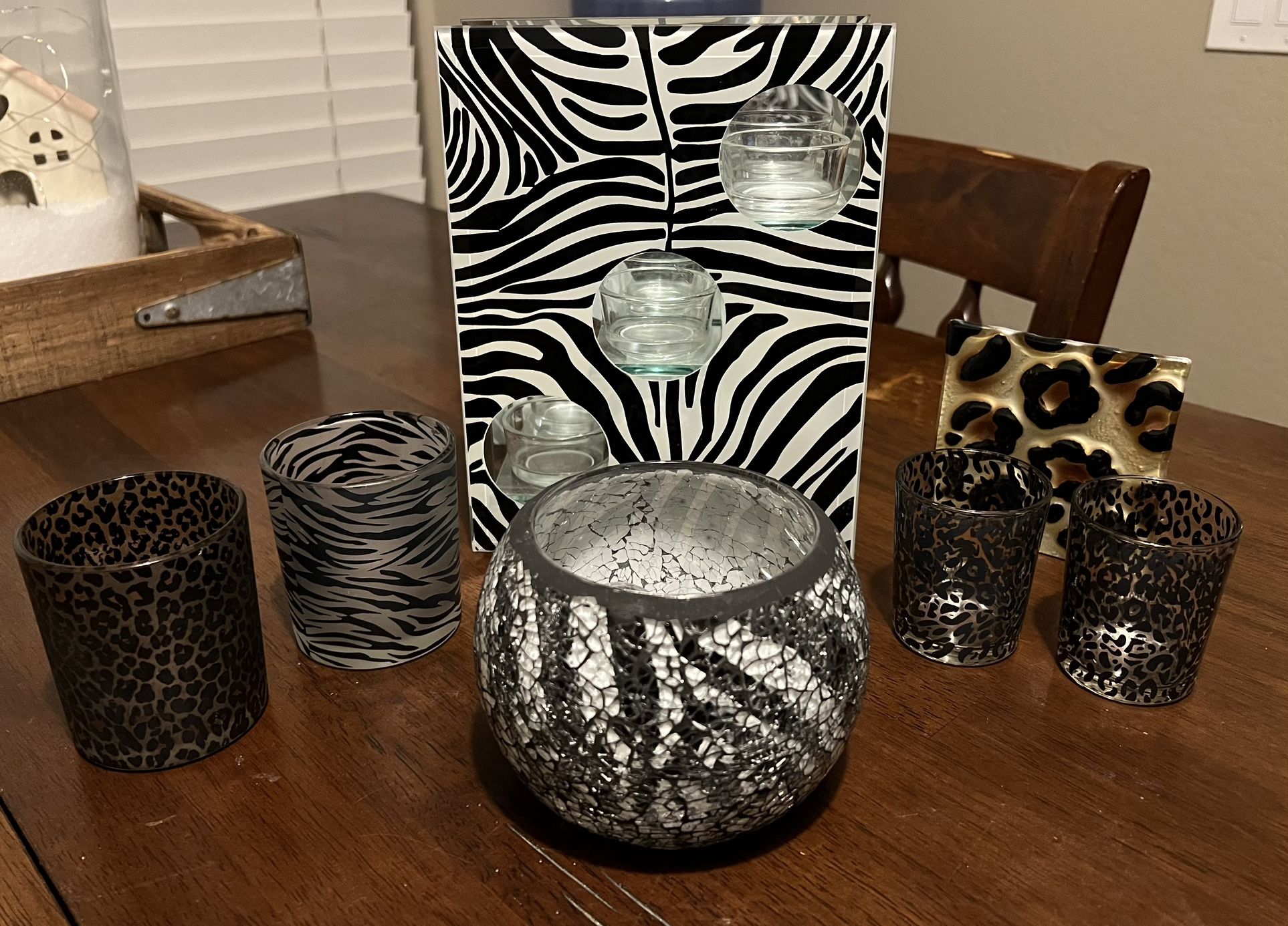 Zebra & Leopard Print Candle Holders