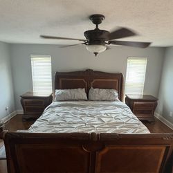 King Bedroom Set Solid Cherry Oak 