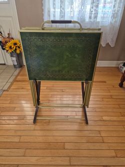 Vintage MCM TV Tray Tables with Stand