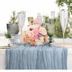 6 Dusty Blue Cheesecloth Table Runners 13ft X 35"