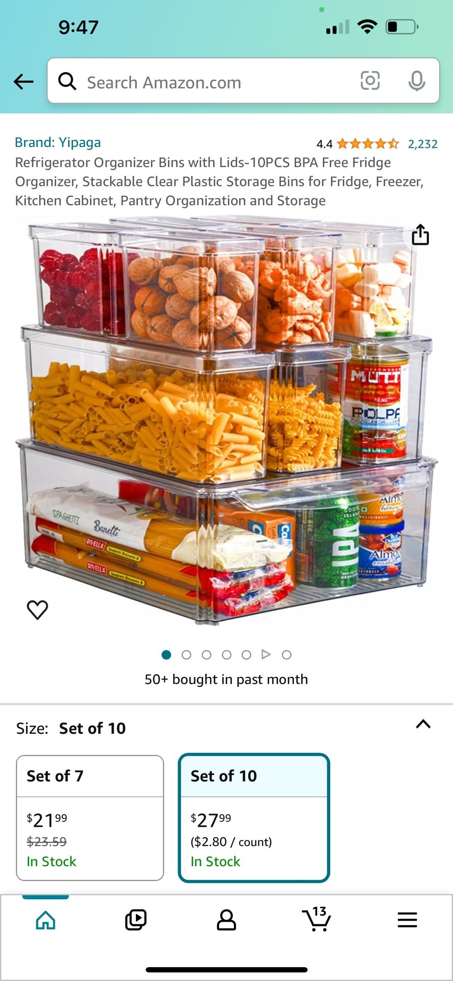Refrigerator Organizer Bins with Lids-10PCS BPA Free Fridge Organizer, Stackable Clear Plastic Storage Bins for Fridge, Freezer, Kitchen Cabinet, Pant