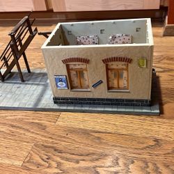 Pola-lgb Train Building Made In Germany No Roof Plus Two Horses
