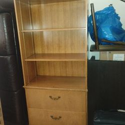 Wood Book/Antique Shelf with 2 drawers