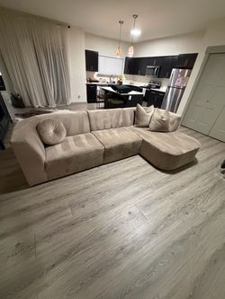 Beige sectional couch
