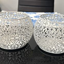 Two White Bath & Body Works Candle Holders