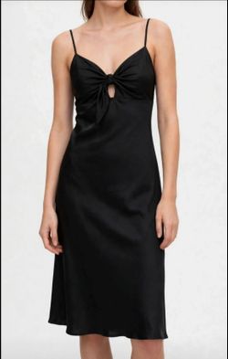 Black Satin Slip Midi Dress