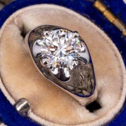 MENS 2.50 CT SILVER GENUINE MOISSANITE RING SIZE 8