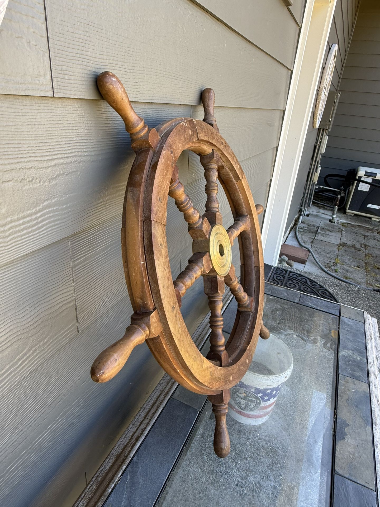 Old Sail Boat Steering Wheel.