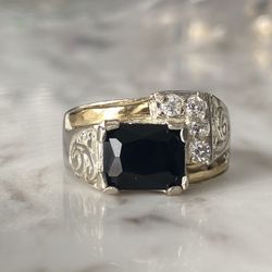 Man ring silver 925 and gold 10k size 9.5, 10, 12 men rings Silver 925 Sterling with 10k-Gold-Laminated Parts Very fine man Ring: This high-qualit