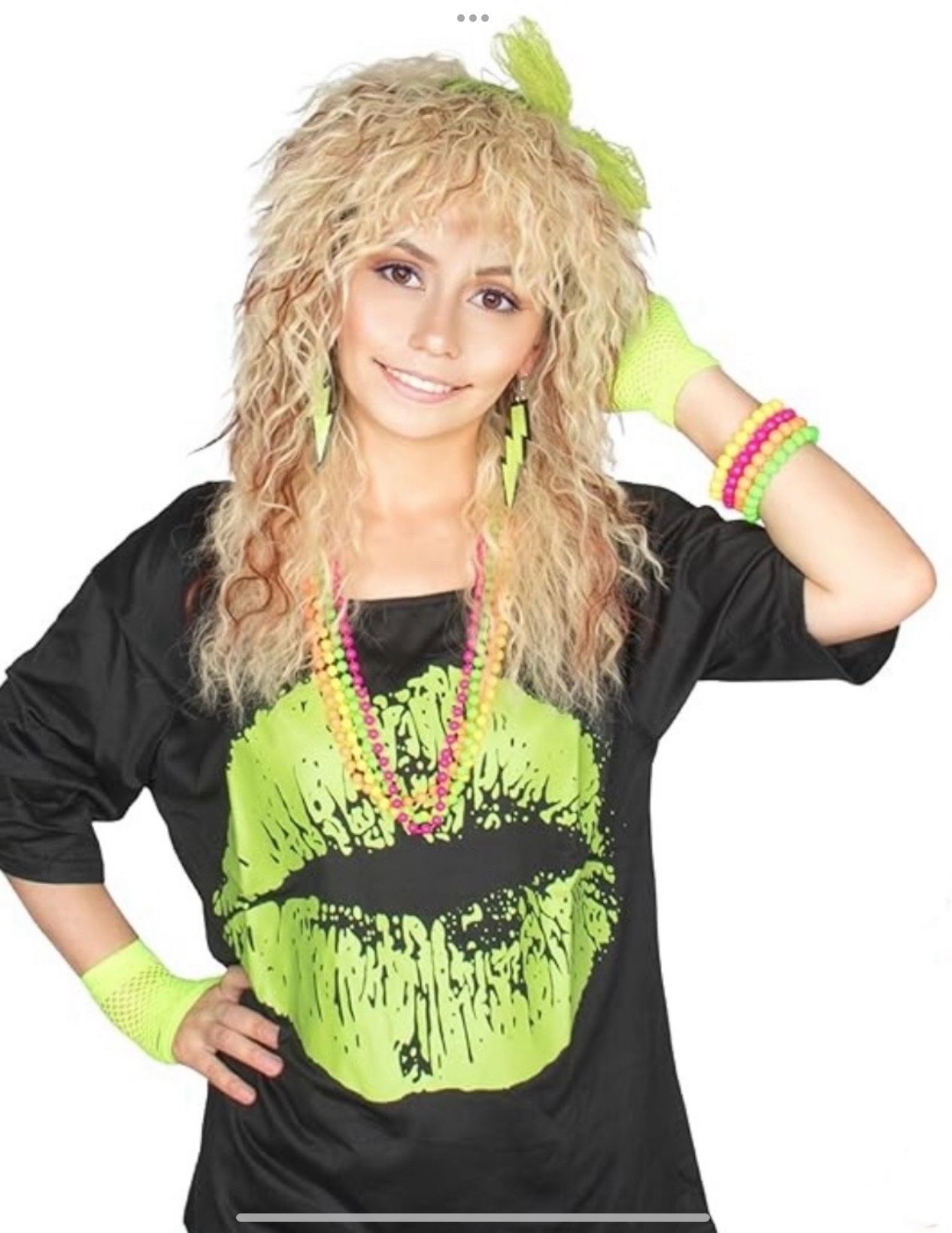 Women Or Man’s 80's Wig Long Curly Blonde Wig for 70s 80s Rocker Mullet Hair Brand New