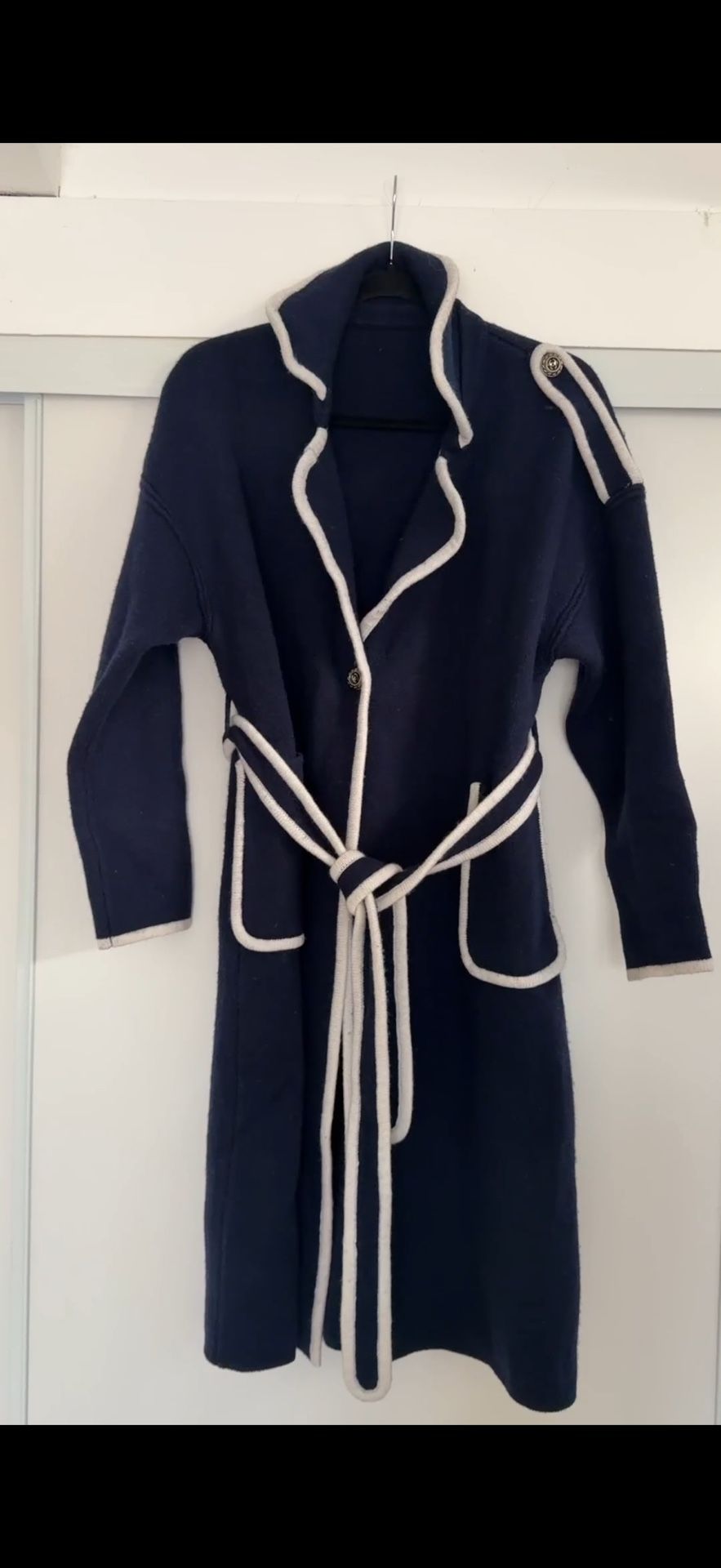 100% cashmere coat Size:S,Navy Blue Soft warm,