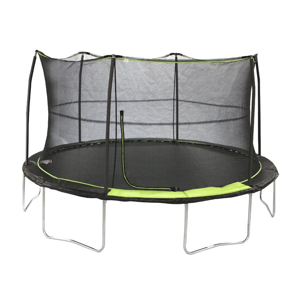 JumpKing 14ft Trampoline with Safety Enclosure, 200lb Weight Limit ASTM CPSIA compliant Black Lime Green JK146PA