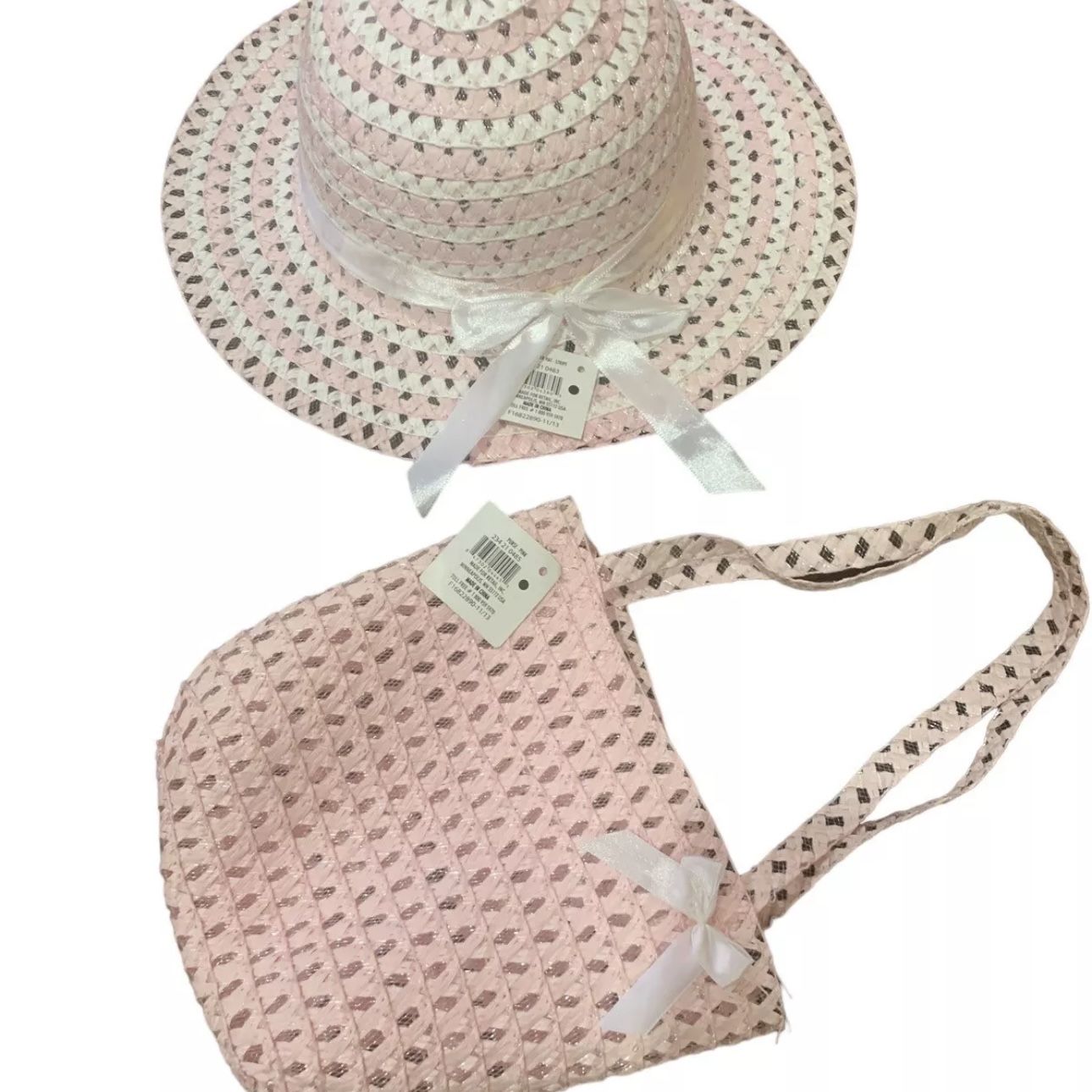 Straw Style Hat and Matching Purse Girls Universal Fit For Ages