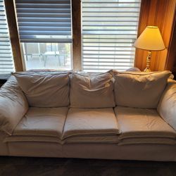 White LEATHER couch. Large.