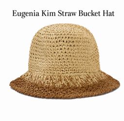 Eugenia Kim Straw Bucket Hat Beige Tan Brown Crochet Sun Hat $165 MSRP
