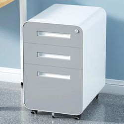 3 Drawer Mobile File Cabinet Under Desk Office,Simple Style Versatile Storage Cabinet for Legal/Letter/A4 Files, 5 Wheel Design Anti-Tilting Cold Roll