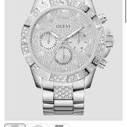 Silver-Tone Chronograph Watch Guess Men’s 