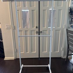 Double hanging bar adjustable garment rack white