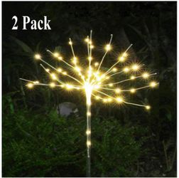 New in box Solar Garden Lights, 2 Pack 105 LED Pathway Lights for Yard Decorations, IP65 Firework Garden Stake Light for Patio, Flower Bed, Lawn Walk