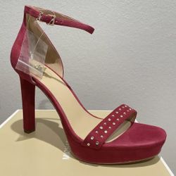 Michael Kors Suede Studded Platform High Heel Open Toe Sandals Size: 9.5