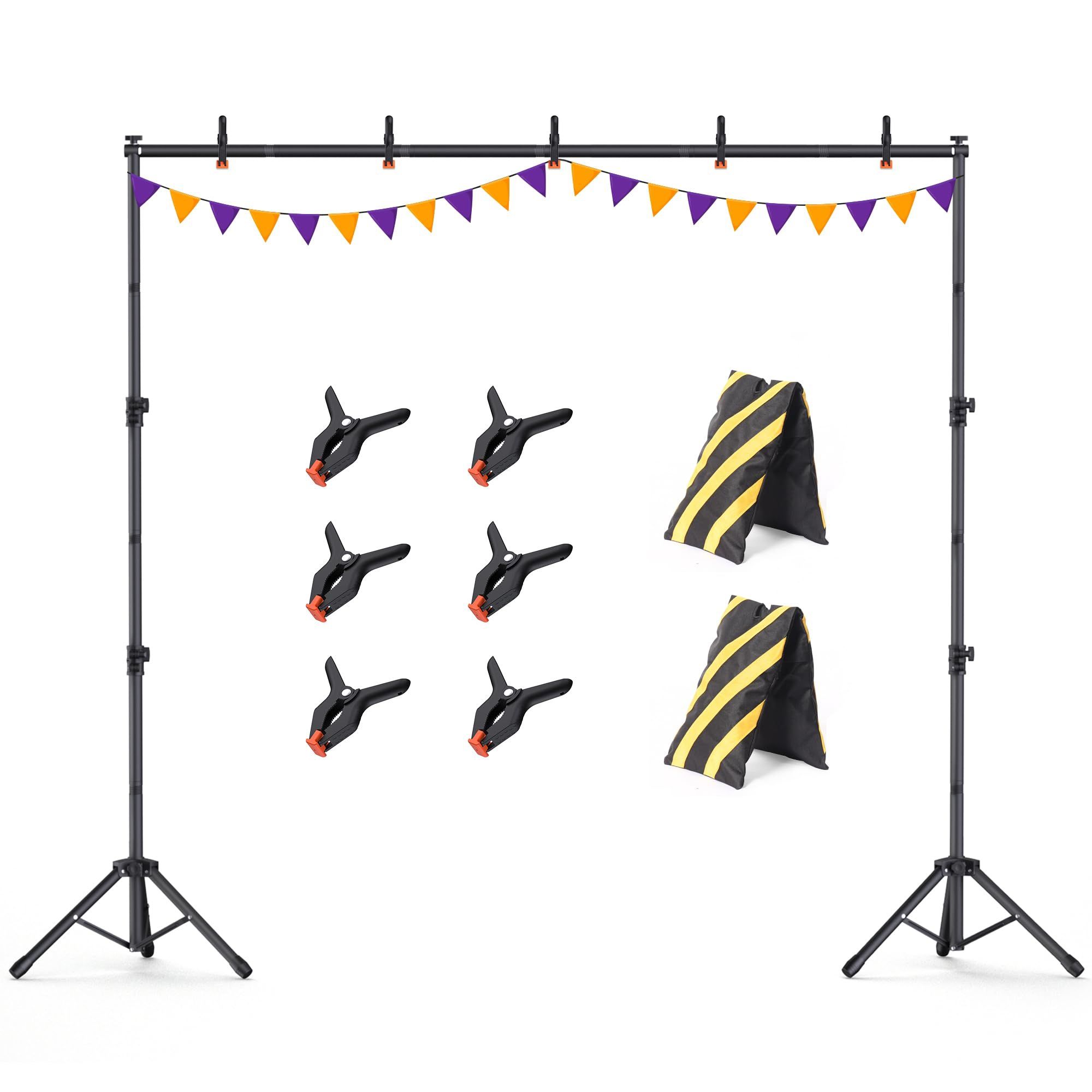 Backdrop Stand 10x7.5ft, Height Adjustable And Width Adjustable Backdrop Stand, Back Drop Stand For Balloon Arch, Photo, Parties
