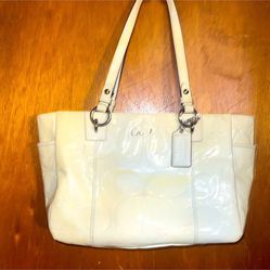 Coach Patent Leather zip up Tote