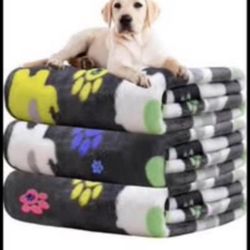 Brandnew 3pk Dog Blankets for Large Dogs,1 Pack 3 Dog Throw Blanket with Flannel Grey Cute Elephant Pattern and paw Prints,41x31 inches, Cat Blanket P