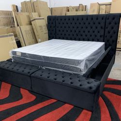 New In Box King Bed Frame With Mattress (Read Description Below)