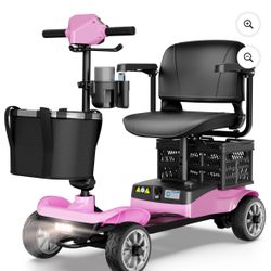 EAGLOG Upgrade 4 Wheels Mobility Scooter with Removable Battery, Compact Heavy Duty Mobile for Travel, Foldable Powered Wheelchair for Adult, 330lbs, 
