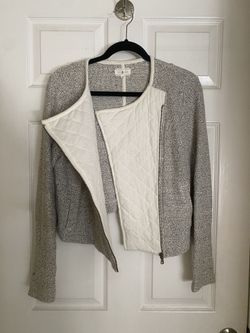 Women’s White & Grey Quilted Blazer, Size S