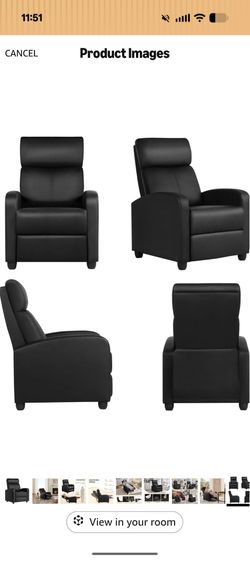 Faux leather black recliner chairs