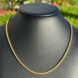 Jewelry 10k hollow yellow gold Rope necklace chain 18.00" 2.00mm width