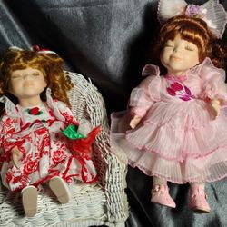 Dan Dee Collectors Choice Wind-up Porcelain Musical Dolls Lot Of 2 