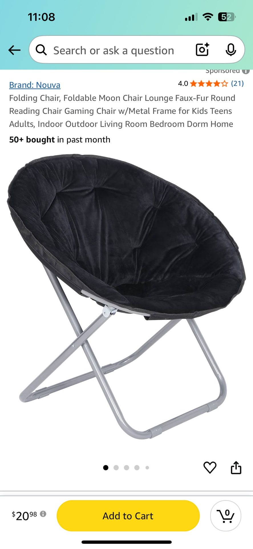 Foldable Moon Chair, Black
