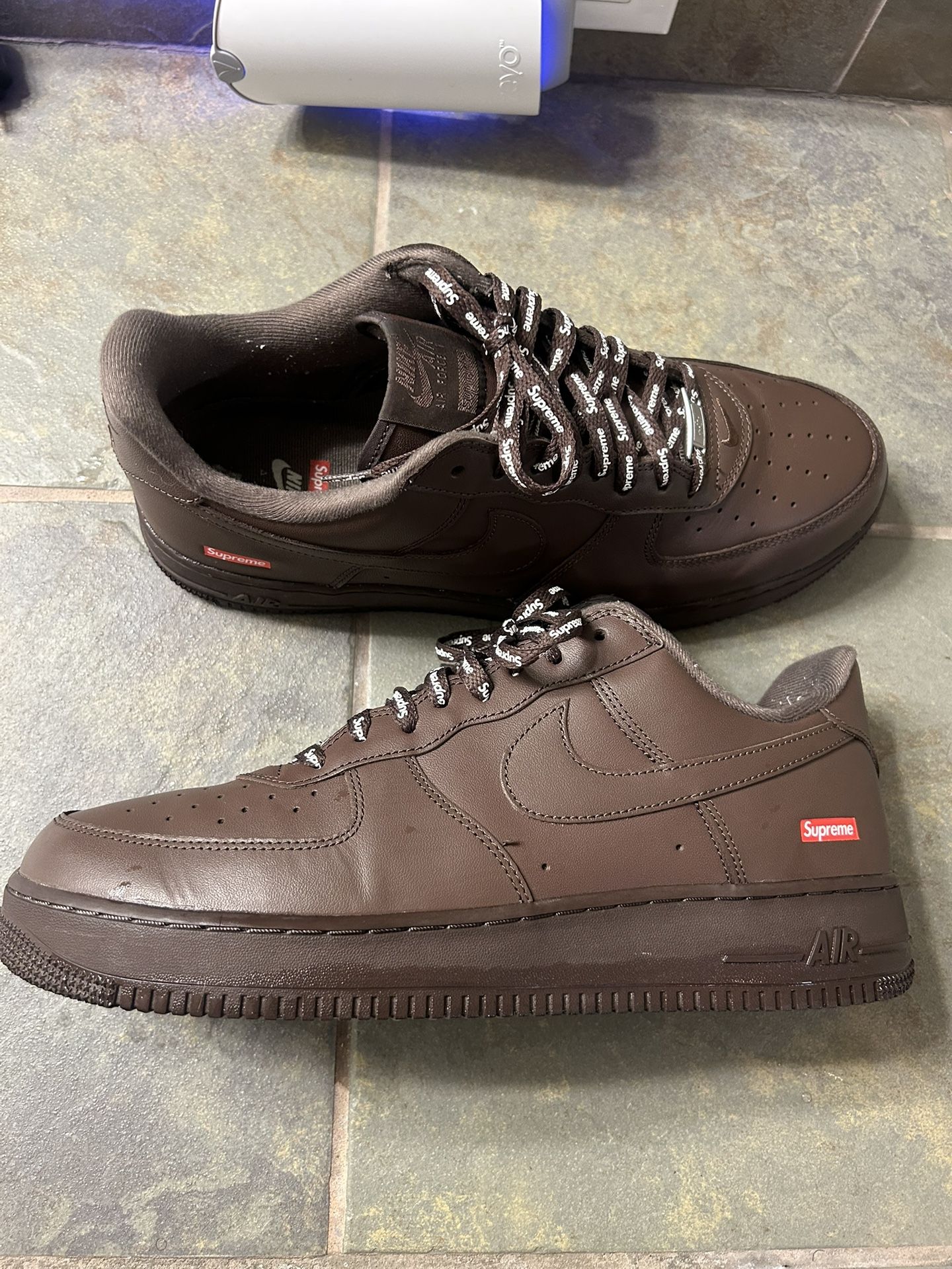 Size 13 Box Logo Brown Supreme Airforce 1's