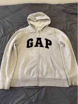 Gap Logo Full Zip Hoodie Gray Size Large