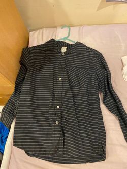 Men’s Black & Gray Striped Button-Up Shirt – $12 OBO