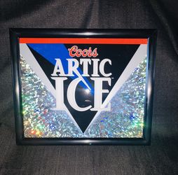 1994 Coors Artic Ice Beer Framed Mirror 16.5”x13.5” Sparkles Bright