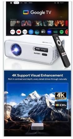 Aurzen EAZZE D1G 4K Supported Google TV Smart Projector. Best choice than a tv. Your own movie 🎥