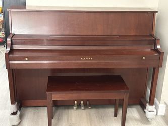 Kawai 506 Upright Wooden Piano With Bench Mahogany Color