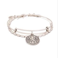 NWT Alex and Ani Path of Life Art Infusion Set of 2 Bangles, Silver Finish