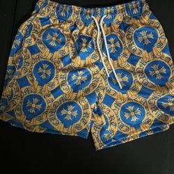 Mr Remade Yellow and Blue Chrome hearts shorts