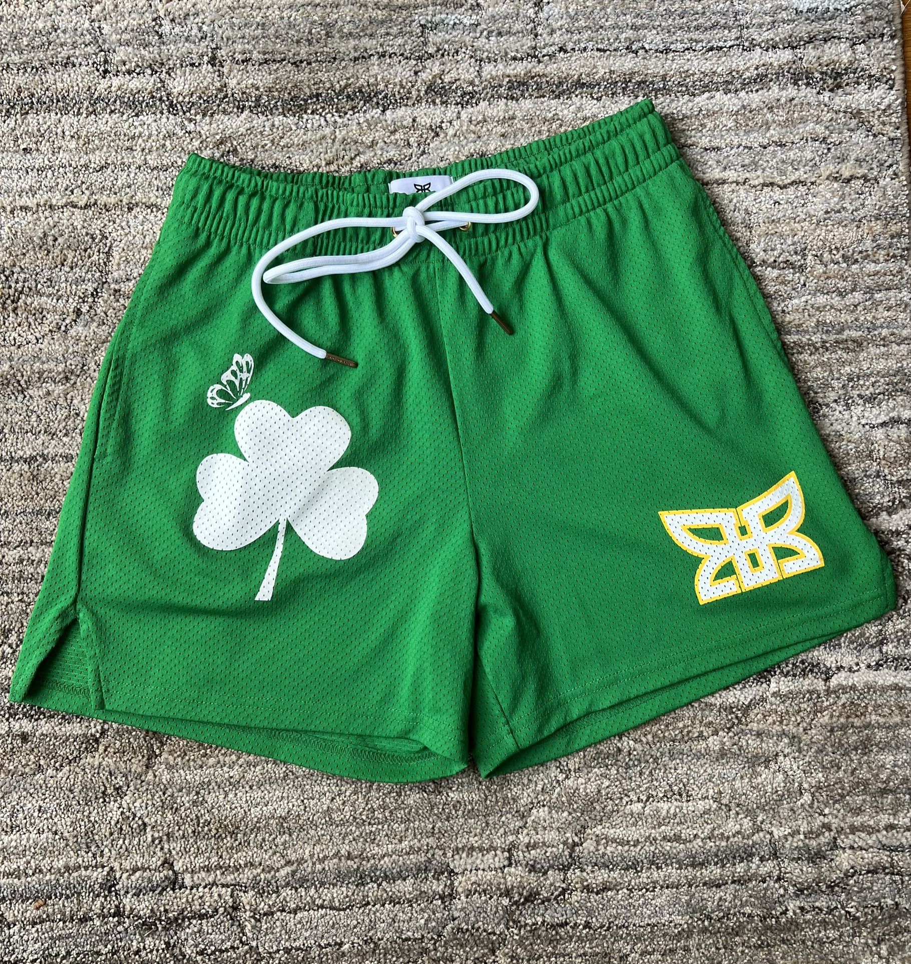 RYOKO RAIN Lucky Clover Celtic Basketball Shorts (Medium) Mens