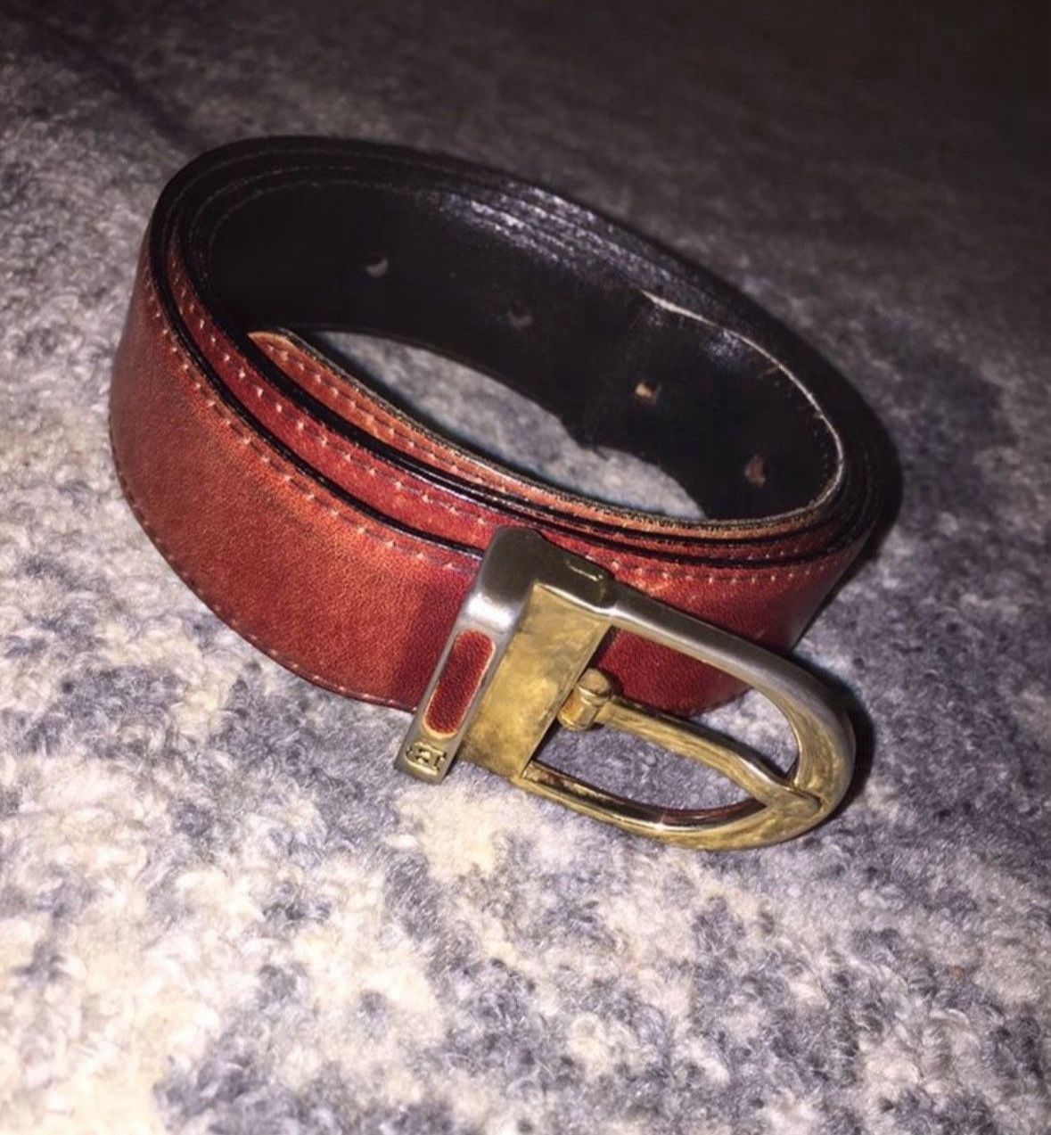 Bally Belt Made In Italy Men's 32”/80 Dress Vtg Leather Gold-tone Buckle