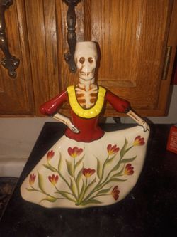 Day of the Dead Dancing Skeleton Ceramic Figurine