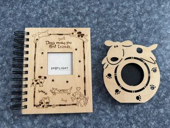 New Kathy Davis Laser Cut Dog Wooden Photo Album And Picture Frame 
