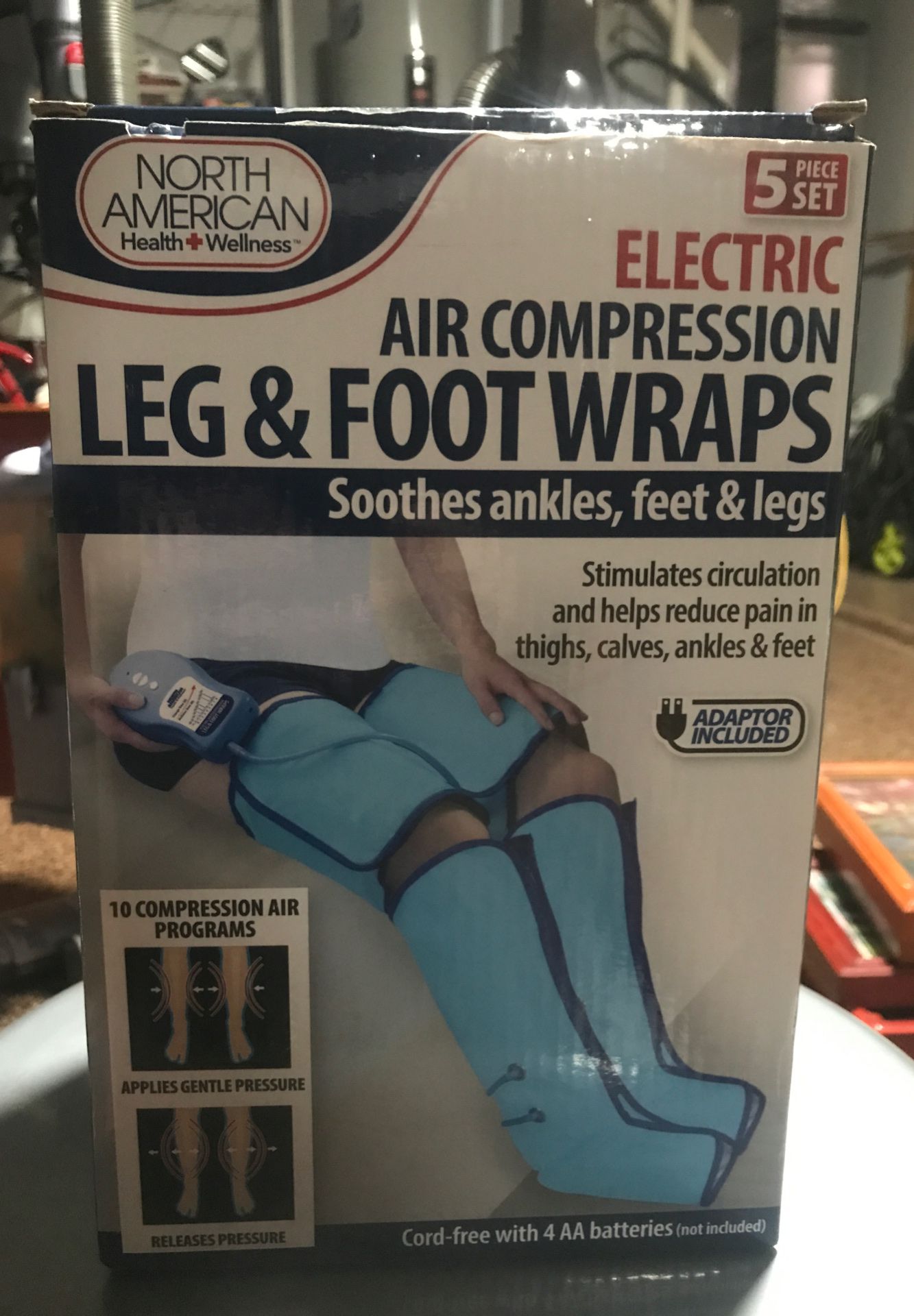 Electric air compression leg & foot wraps.