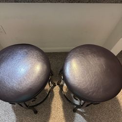 Metal Frame Barstool With Bonded Leather Seat In Russet Brown. The Set For $100!!