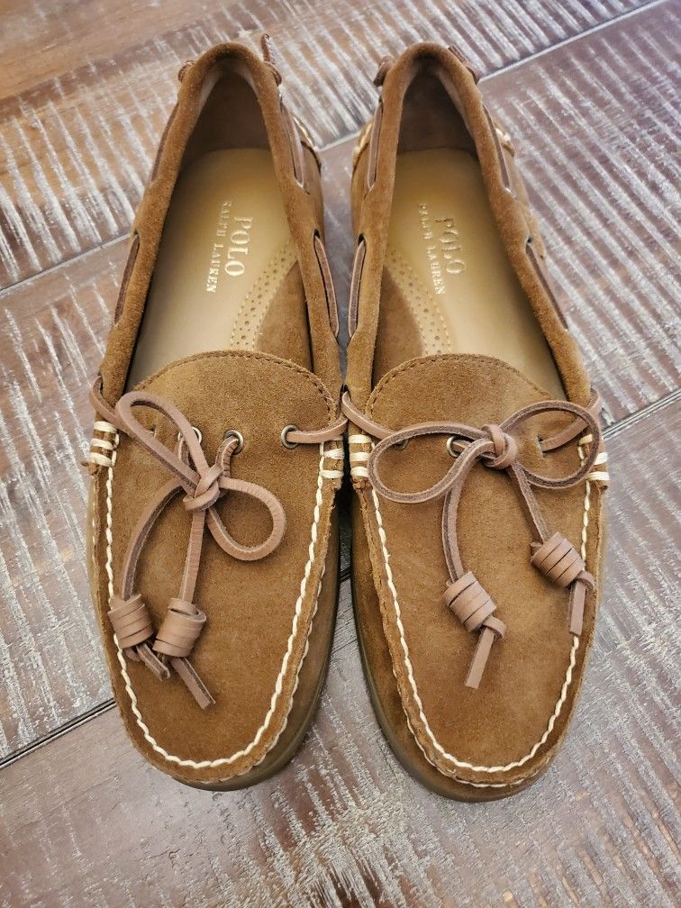 Polo Ralph Lauren Millard Men's Brown Suede Slip On Boat Moccasins 9.5D New